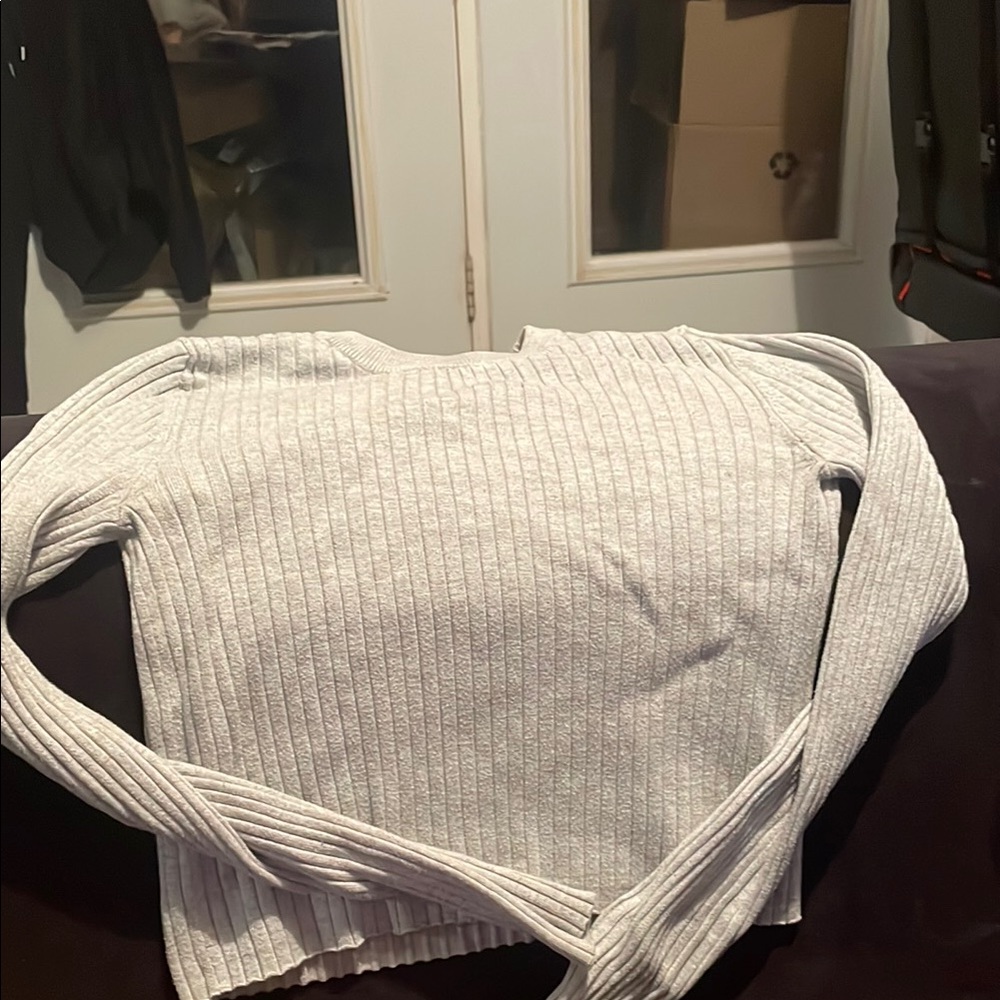 Women's Ribbed Sweater - Gray